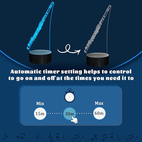 CoolGift Mart Flute Night Light, 3D LED Optical Illusion Lamp with 16 Colors and Remote Controller, Gifts for Flute Instrument Enthusiasts Music Lovers - Thumbnail 4