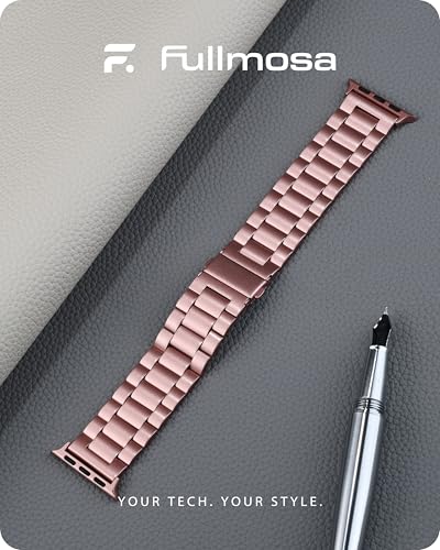 Fullmosa Metallarmband Kompatibel mit Apple Watch Armband 40mm 41mm 38mm Damen Herren, Edelstahl Bands f&uuml;r iwatch SE 3 2 1 Series 9 8 7 6 5 4 3 2 1, Rosa