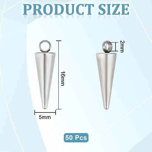 Miniatura 3 de Unicraftale 50 Pieza De Dije De Cono De Acero Inoxidable De 16x5 Mmestilo Punkdije De Puntacolgantependientepulseradijes Para Hacer Joyas Diy