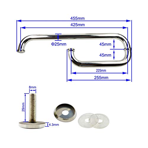 Ensemble de poignées de porte de douche design en acier inox - 3