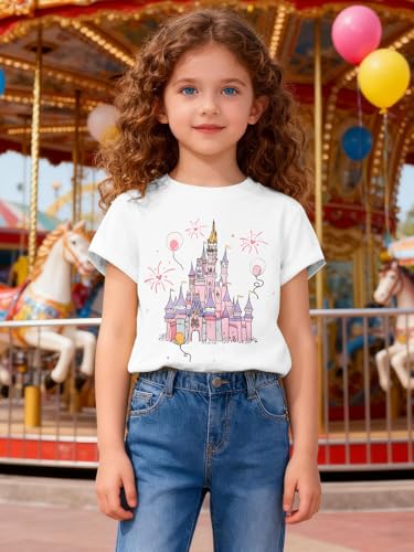 Image of Magical Shirts for Girls Animal Kingdom Shirt Kid Magic Princess T Shirt Castle Graphic Tees Summer Short Sleeve Tops