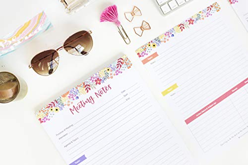 Bloom Daily Planners 8.5" X 11" Double Sided Meeting Pad - Topics, Takeaways, Action Items & Follow-Ups - Undated Meeting Notes Agenda Organizer #TOP5