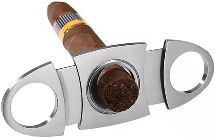 Cigar Cutter Stainless Steel Metal Classic Guillotine Scissors Puncher Slicer Portable Accessories Tool(B)