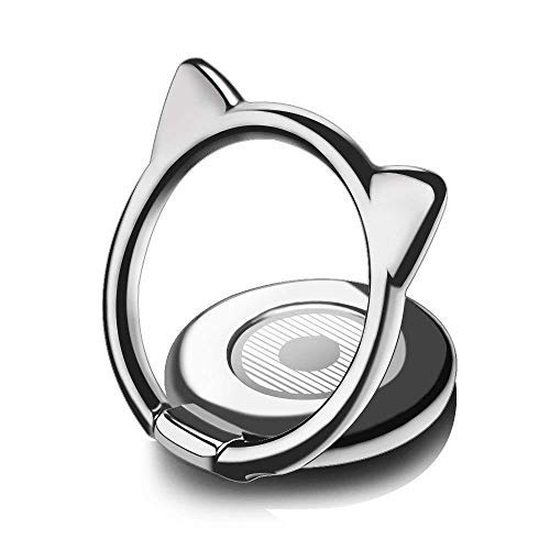 Lemoy Cat Phone Ring Stand Attachable 360 Degree Cell Phone Ring Holder Ultra Thin Cute Finger Ring Holder Compatible for iPhone X, XS, XR, XS Max, 8, 7 Plus, 7, 6S Plus, 6, Samsung, LG