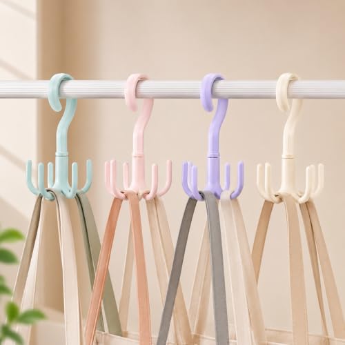 Image of Heda Multi-Function 360 Rotatable 4-Claw Hook Hangers | Space Saving Closet Organizer for Clothes, Bags & Accessories | Multicolor (12)