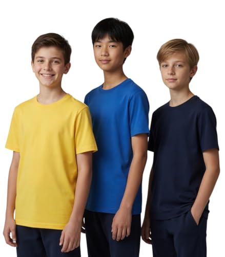 Image of Boys Plain T-Shirt Cotton Rich | Round Neck Half Sleeve Kids Tee | Ultra Soft Bio-Washed Fabric | Comfortable Stylish