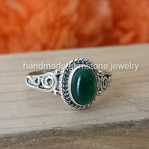 Green Onyx Ring, Statement Ring, Oval Stone Ring, Antique Ring, August Birthstone Ring, Green Stone Ring, Gemstone Ring, Wedding Ring, Bohemian Ring, Valentine's Gifts