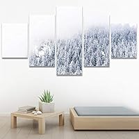 SIGNWIN 5 Panel Canvas Wall Art Duotone Forest for Home Decorations Ready to Hang - 60
