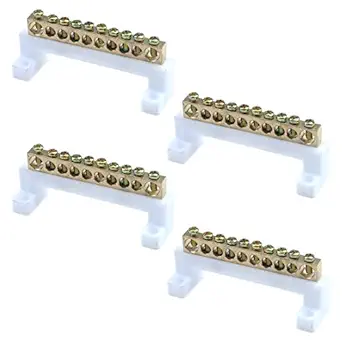 MY MIRONEY Terminal Ground Bar Kit Terminal Barrier Strip Block 10 Positions Brass Terminal Bus Bar Pack of 4