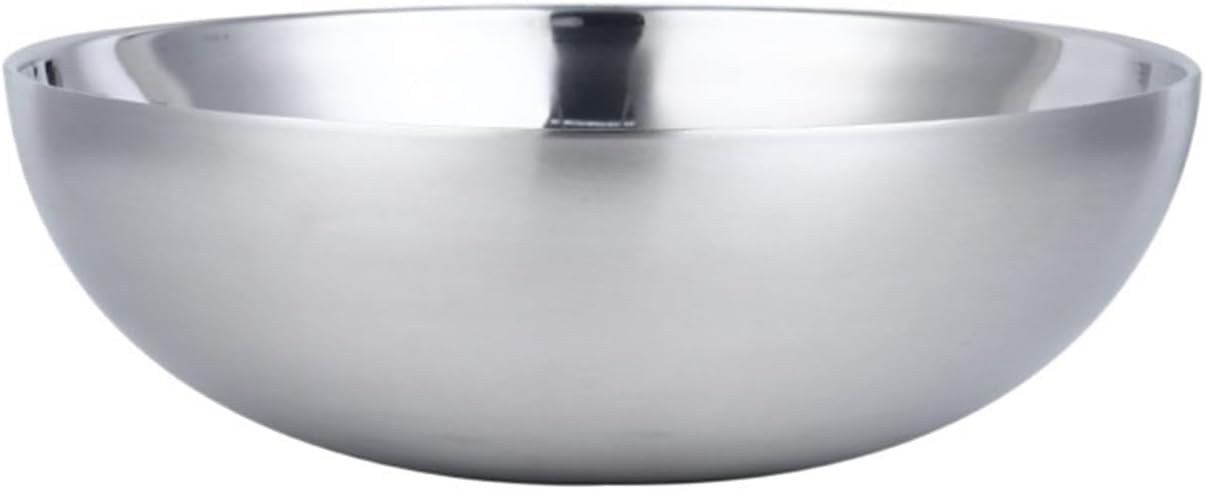 Stainless steel bowl Stainless Steel Double-layer Soup Bowl Thickened Noodle Household Rice Bowls Kitchen Tableware(20CM)