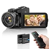 DPFIHRGO Videokamera Camcorder Full HD 1080P YouTube Camcorder 30FPS IR Nachtsicht Videokamera 3,0'' Drehbarer Bildschirm Vlogging Kamera 16X Zoom Digitalkamera mit Fernbedienung und 2 Batterien