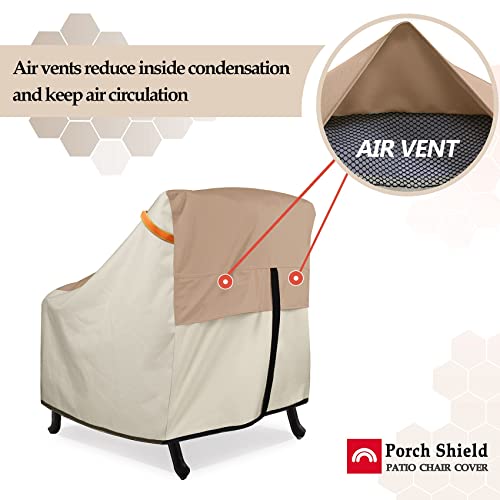 Porch Shield Patio Chair Covers - Waterproof Outdoor Lounge Deep Seat Adirondack Chair Cover 4 Pack - 34W X 37D X 36H Inch, Light Tan & Khaki #TOP4