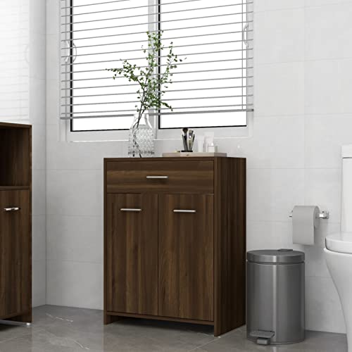 Gecheer Armario baño Madera contrachapada Roble marrón 60x33x80 cm,Armario Baño,Muebles De Baño,Armario Multiusos,Mueble Auxiliar Baño,Type 1