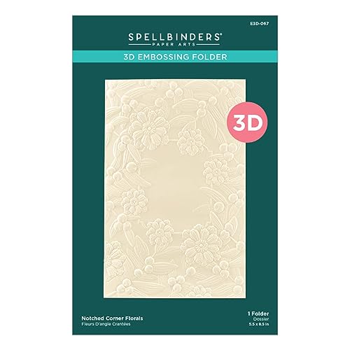 Spellbinders Notched Corner Florals Embossing Folder, Clear