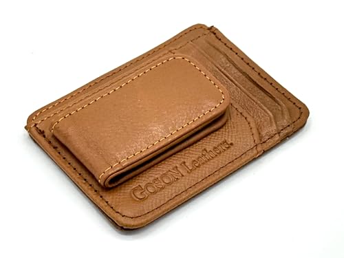 Goson Leather Money Clip Wallet for Men, Front Pocket Wallet, Credit Card Holder, Slim Minimalist Wallet
