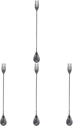 4pcs Mixing Spoon Ice Cream Spoon Metal Spoon Bar Cocktail Spoon Bar Mixing Stick Beverage Stirrers Handle Mixing Cocktail Shaker Spoon Bar Spoon disponible en Yaxa Peru