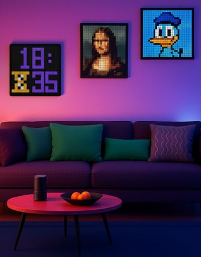 Image of APEX Pixel Display 64X64 LED Frame Smart Pixel Art Clock | App Controlled Animation Display, Music Visualizer, Retro Gaming Decor | Desk & Wall Mount | Aesthetic LED for Gaming Room