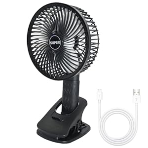 EXTFANS 4 in 1 Clip Ventilator, 3 Geschwindigkeiten Handventilator, Tragbarer Kinderwagen USB Tischventilator, Leiser Akku Mini Kühlventilator für Bett, Camping, Reisen, Büro, Auto (Schwarz)