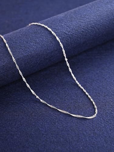 Image of Clara Anti-Tarnish 925 Sterling Silver Chain Necklace in 18 inches | Gift for Women and Girls| Minimal Daily Wear