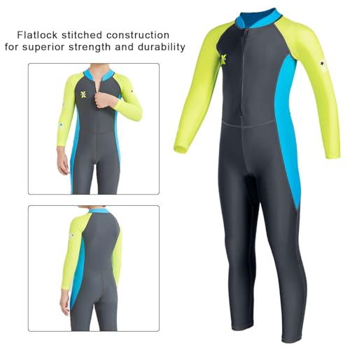 Image of Kids Full Body Swimsuit One piece Long Sleeve Wetsuit Skin Sun Protection Sunsuit Swimwear for Boys S Size