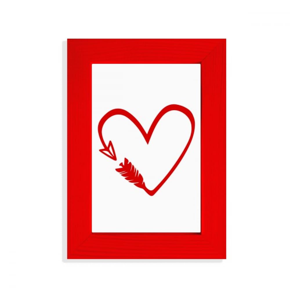 Cadre photo rouge design flèche et cœur avec finitions haut de gamme en bois