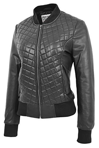 Veste bomber en cuir véritable matelassé isolant et coupe-vent taille 42 - 3