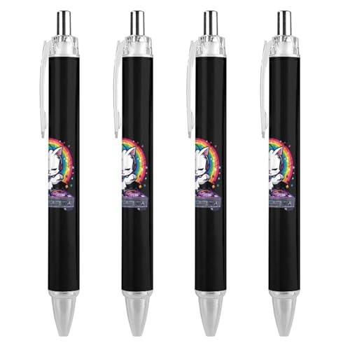 Bolígrafo retráctil Rainbow DJ Cat de escritura fluida para oficina, 4 piezas
