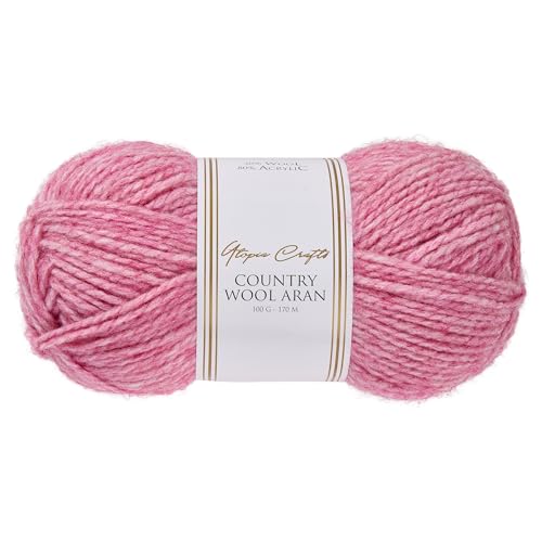 Utopia Crafts Country Wool Blend Aran Yarn for Knitting and Crochet 100g (1, Rose Blush)
