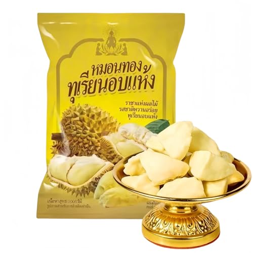 Premium Freeze Dried Durian,Dried Fruit Snacks,Thai Golden Pillow Crisp,No Desiccant,Additive-Free,Crunchy and delicious,No Sugar Added, Gluten Free,3.5 oz (Pack of 1)