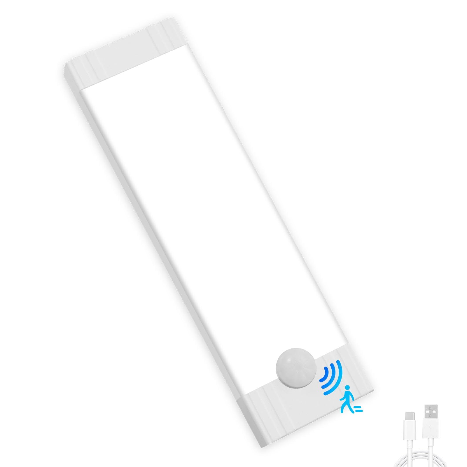 Bellanny Under Cupboard Kitchen Lights LED, 24LED Motion Sensor Dimmable Cupboard Lights Indoor, 6500K Wardrobe Light with Magnetic Sticker, Wireless USB Night Light for Closet Hallway Stairs