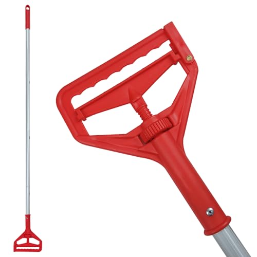 KLHB-YF mop Holder Replacement mop Stick mop Handle Heavy-Duty Commercial Industrial mop Handle Suitable for Cotton and Fiber mop Heads with Threaded Clamping Device Aluminum Handle red mop Stick