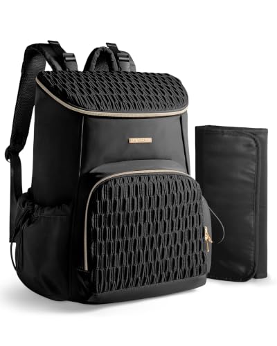Marscamd Diaper Bag Backpack with Changing Pad, Large Baby Bag, Black
