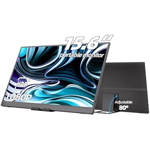 FMC 15.6" Portable Monitor for Laptop Small Monitor 1080P USB-C, HDMI Portable Screen for Laptop, Compatible with Windows, MacBook, Phone, Switch, Xbox & PS5 Portable Gaming Monitor Cover