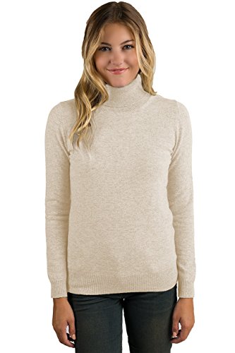 Image of JENNIE LIU Women's 100% Pure Cashmere Long Sleeve Pullover Turtleneck Sweater