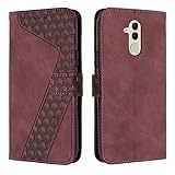 OKZone Kompatibel mit Huawei Mate 20 Lite Hülle, PU Leder Handyhülle Tasche Wallet Schutzhülle Huawei Mate 20 Lite, Flip Cover Klappbar Brieftasche Etui mit Magnet Kartenfach TPU Lederhülle (Rot)