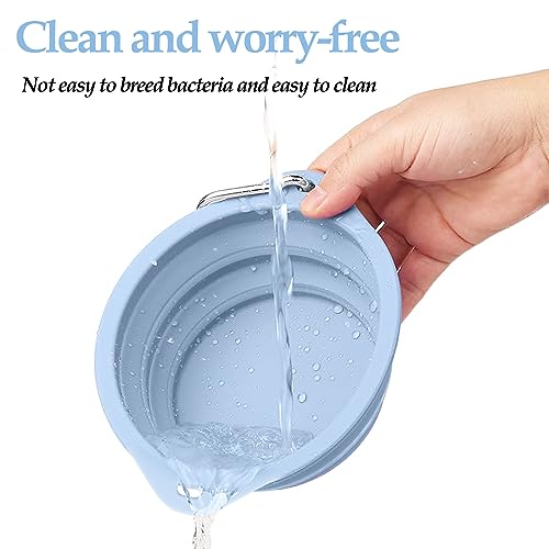 2 Stück Faltbare Reiseschale Auslaufsichere Hundenapf Faltbar aus Silikon Wassernapf für Hunde Unterwegs und Haustiere für Wasser und Futter(Rosa, Blau)