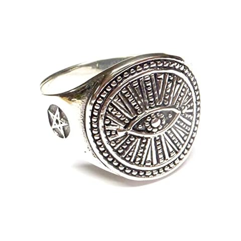 Silberschmuck - BG Men's Ring, Size 65, Third Eye Motif, Made of Sterling Silver with Engraving, Sterling Silver Cover