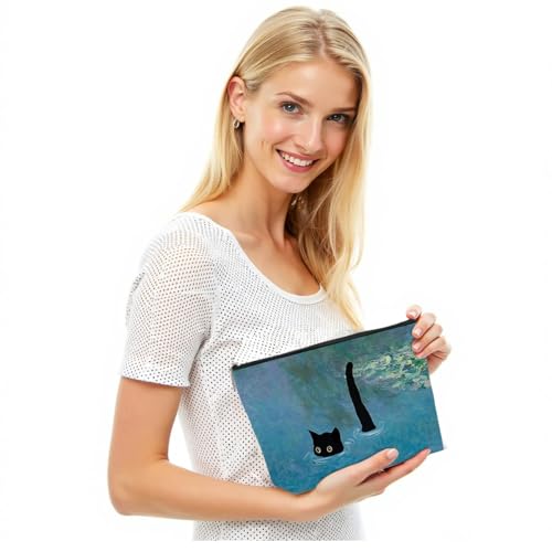 Funny Cat Makeup Bags for Women - Cute Black Cat Themed Gifts for Girls - Funny Travel Cosmetic Bag Zipper Pouch for Daughter Sister Bestie2