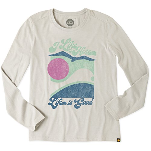 Life is good Women's Long Sleeve Cool I Like It Here T-Shirt (Simply Ivory)