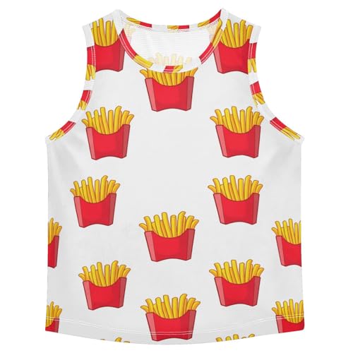 J JOYSAY Cartoon French Fries White Boys Tank Top Sleeveless Muscle Shirts Quick Dry Kids T-Shirts 3-15T