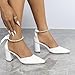 Imagen de Tacones De Boda Mujer Zapatos De Novia Tacón Ancho Tira En Tobillo Punta Fina Zapatos Elegantes para Novia para Recepción Sandalias Formales para Noche