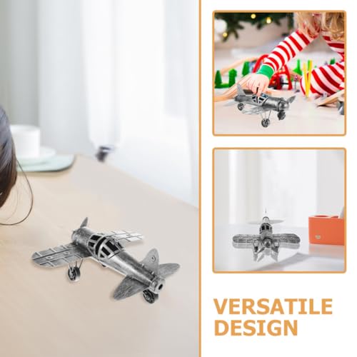 Avión de metal de estilo antiguo ideal como adorno retro para regalar en cumpleaños y aniversarios 5