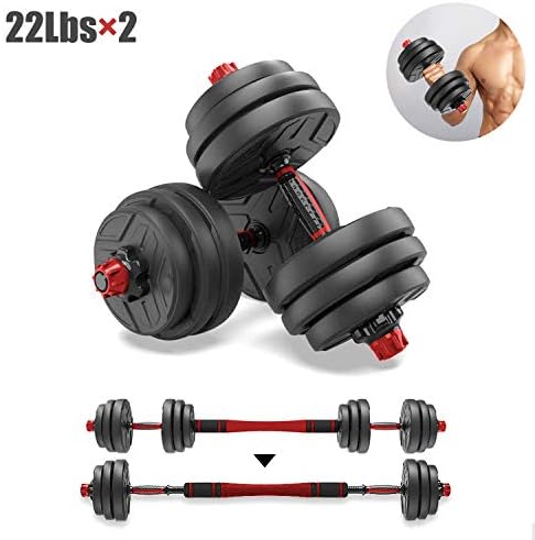 Pinroyal Free Weights Dumbbells Set, Adjustable Weight for Every Type Training, with Connecting Rod Can Be Used As Barbell, 10Kg/22Lbs ×2, Total Weight 20Kg (44Lbs) for Body Workout Home Gym.