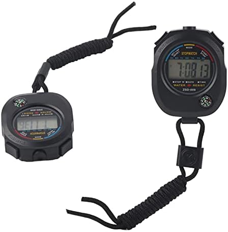 Miniatura 5 de Temporizador de cronómetro, 2 cronómetros LCD digital, árbitro multifuncional y temporizador de reuniones atléticas para carreras, correr, nadar,