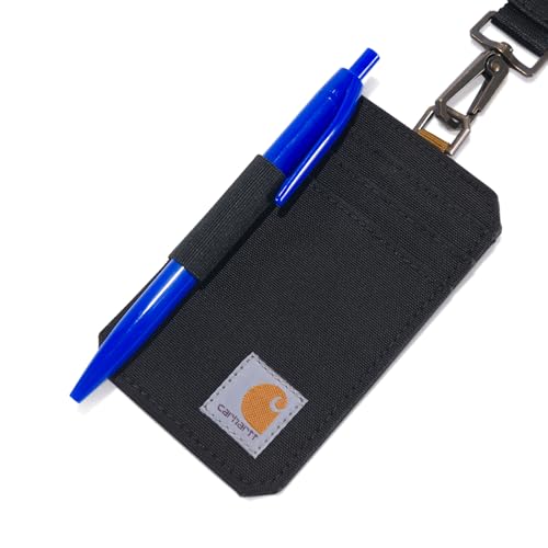 Carhartt Standard Ausweishalter aus Segeltuch, wasserabweisend, mit reflektierendem Schlüsselband, Nylon-Ente (Schwarz), Einheitsgröße