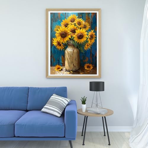 Image of Moohue Art Crafts 14ct Counted Cross Stitch Patterns Kits Sunflowers Printed Stamped Cross Stitch Kits for Adults Needlepoint Kits (Beautiful Sunflowers)