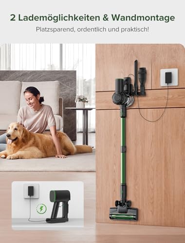Vexilar Akku Staubsauger, 60Mins/45Kpa/550W Staubsauger Kabellos, Bürstenloser Motor Akkustaubsauger, Selbststehend, LED Display, 6-in-1, Super Leise für Zuhause/Auto Hartböden Teppiche Tierhaare