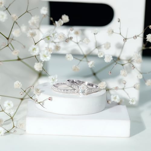 Certified Moissanite 6X8 mm Pear Shaped Bridal Set Rings, D-Vs1 Quality, Moissanite Engagement Ring with Wedding Band3