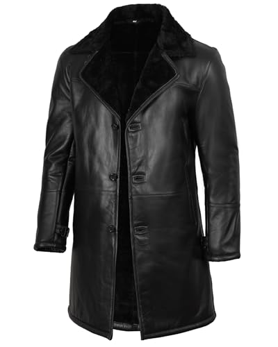 Blingsoul Disc Real Leather Men Black Shearling Coat | [1509983] Turlock Black, M2