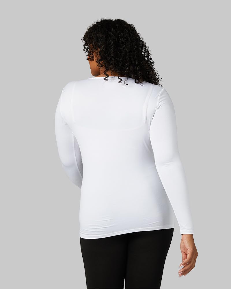 32 Degrees - Camiseta ligera con cuello redondo para mujer, ajuste a la forma, manga larga, elástico en 4 direcciones, térmica
